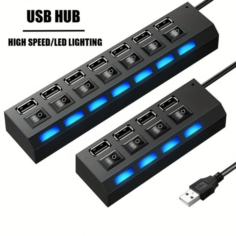 Usb Hub 7 Port - Hub USB 2,0, adaptador de corriente