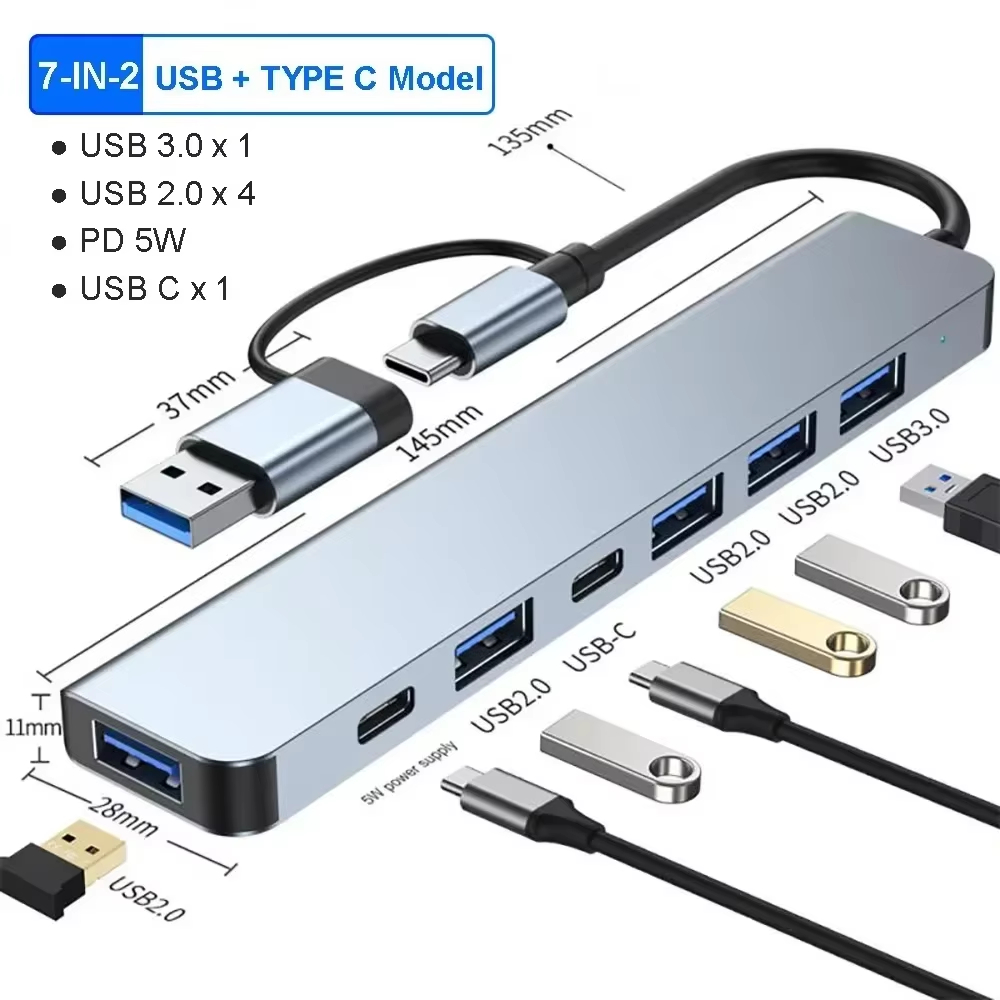 Usb Hub 7 Port - Adaptador multipuerto USB C Hub Expander