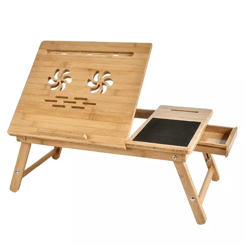 Laptop Stand Bamboo - Soporte Plegable Ajustable de Bambú para
