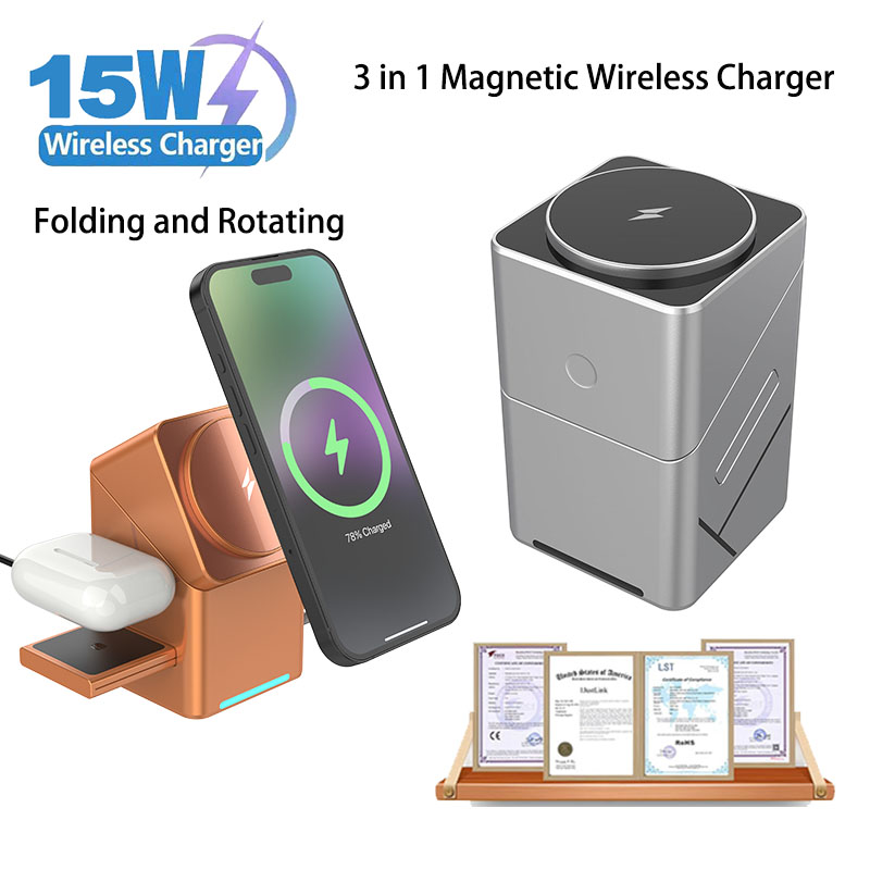 Wireless Charger 3 In 1 - Base de Carga Inalámbrica Rápida Qi2