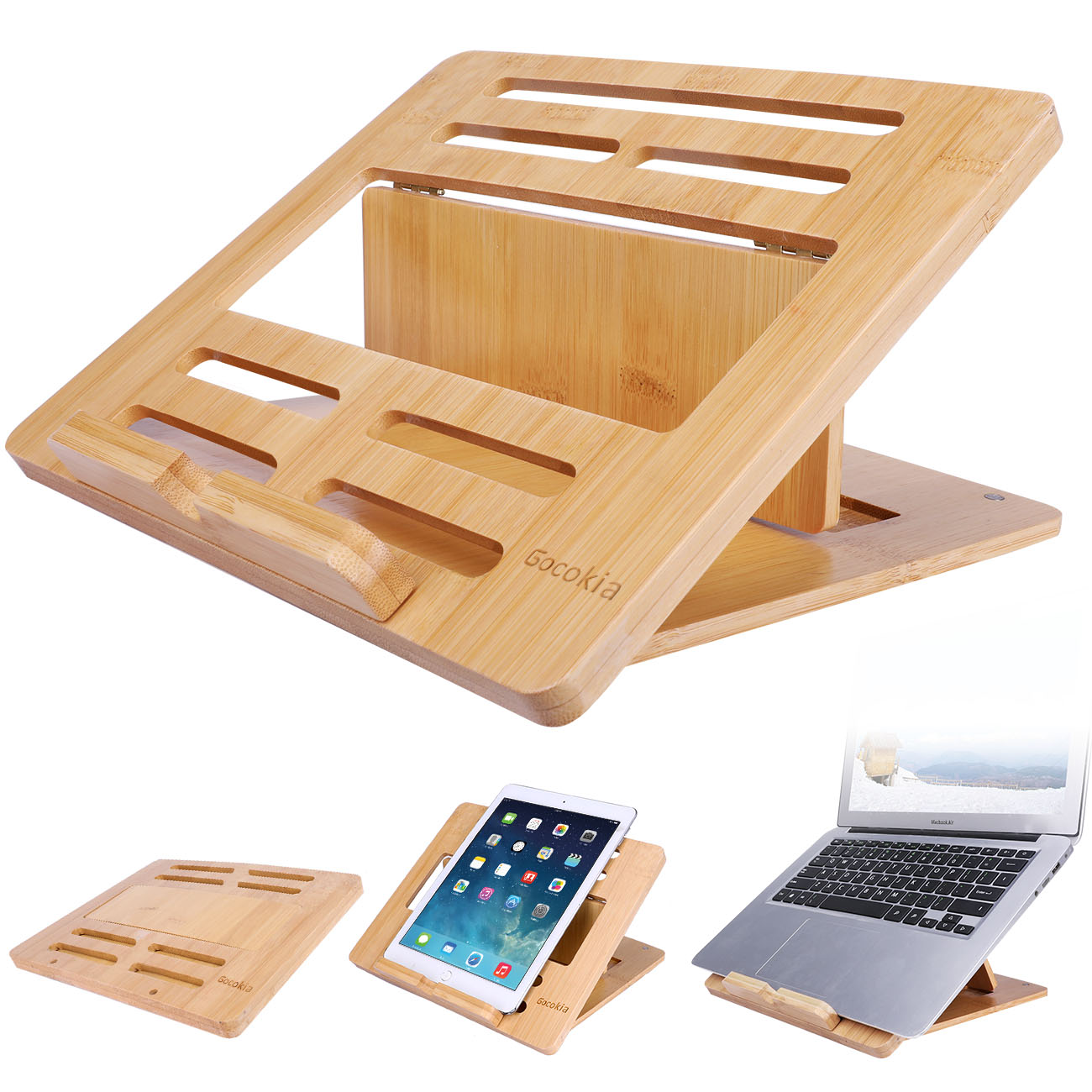Laptop Stand Bamboo - Soporte de bambú para portátil, enfriador