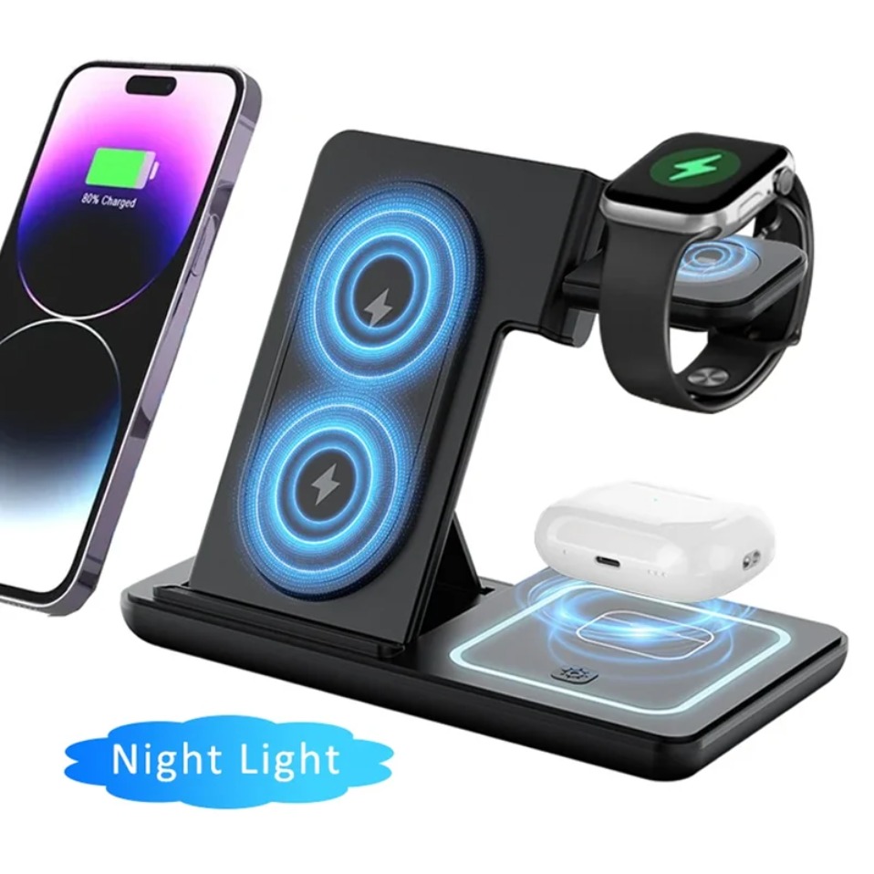 Wireless Charger 3 In 1 - Luz LED nocturna 3 en 1,