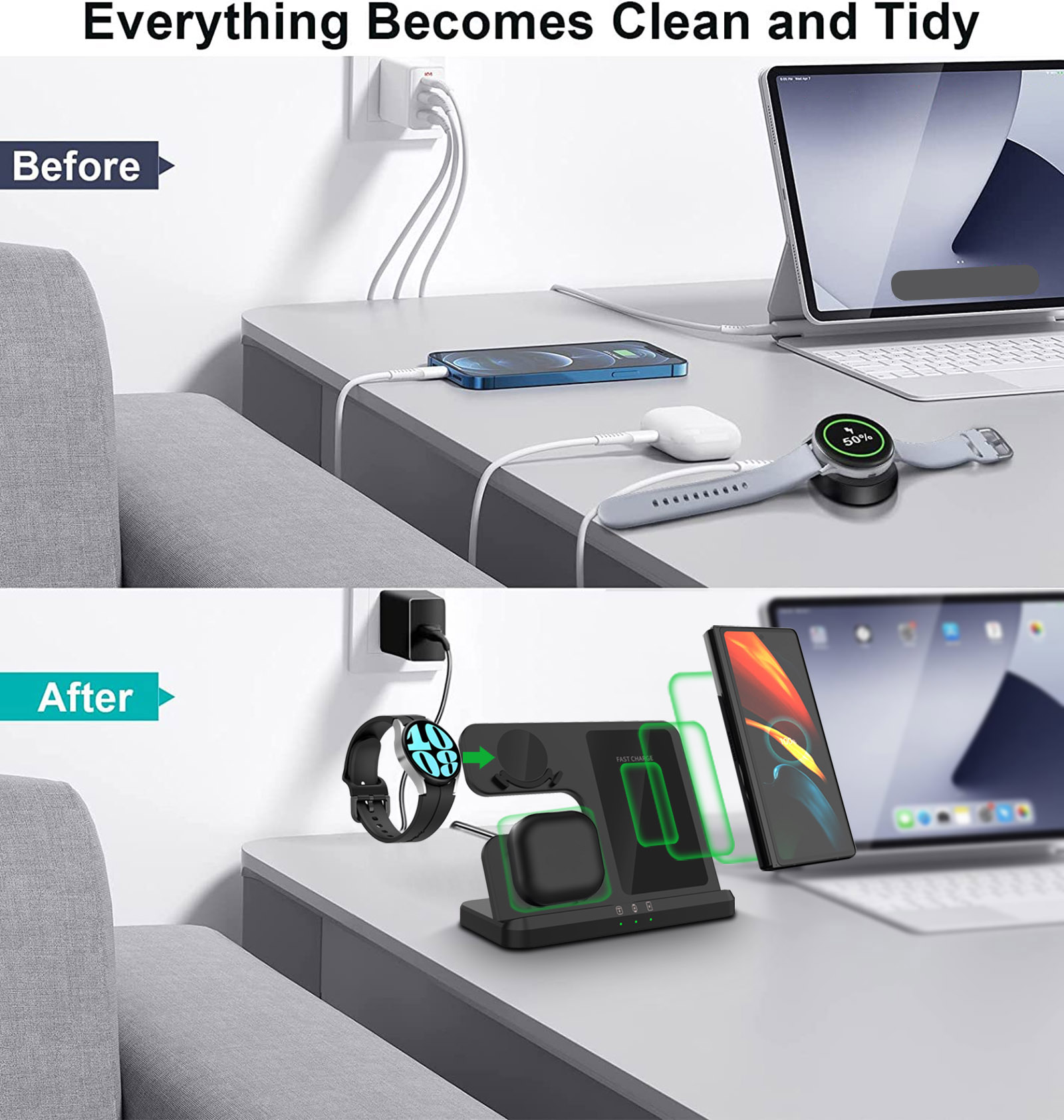 Cargador inalámbrico 3 en 1, b - Wireless Charger 3 In 1 reseña y precio