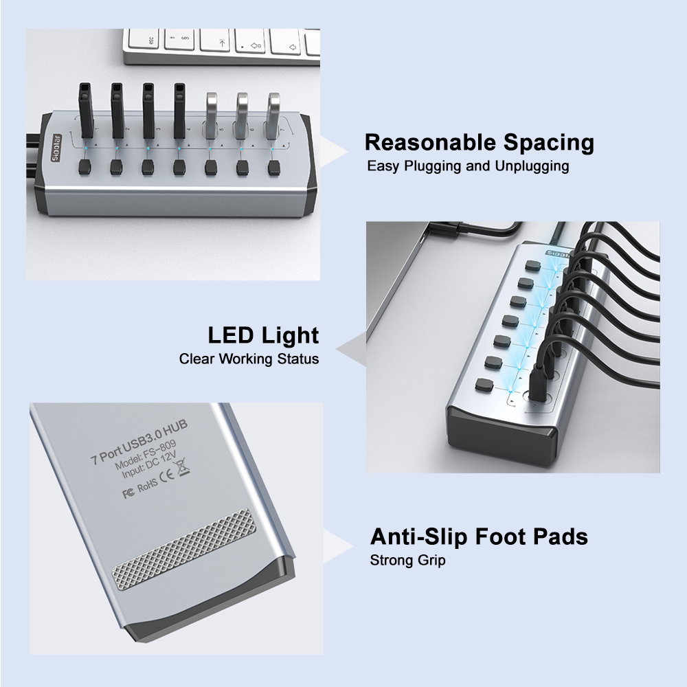Hub USB Sipolar con Carga BC1. - Usb Hub 7 Port reseña y precio
