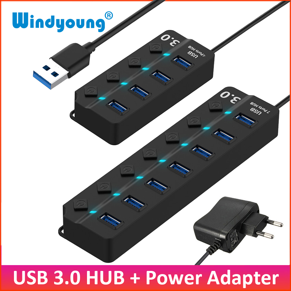 Hub USB 3,0 de 4/7 puertos, Hu - Usb Hub 7 Port reseña y precio
