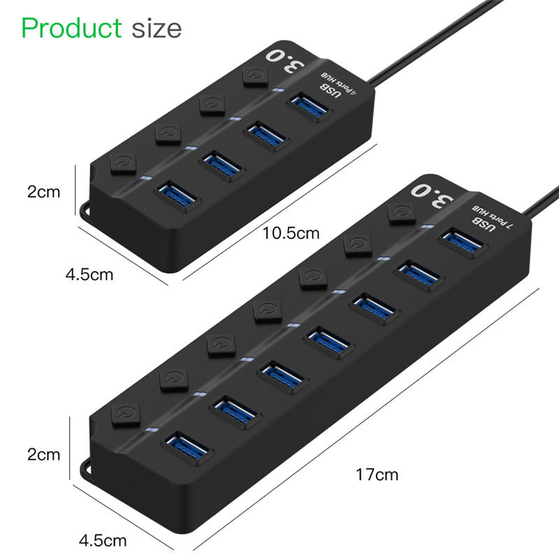 Hub USB 3,0 de 4/7 puertos, Hu - Usb Hub 7 Port reseña y precio