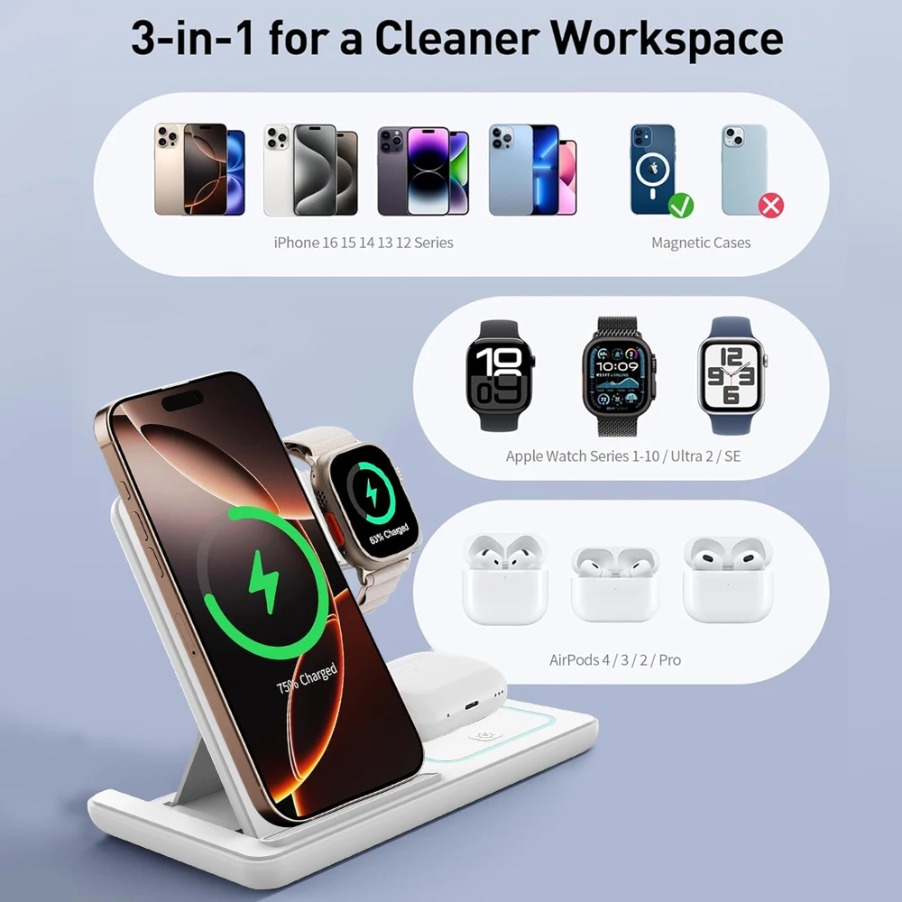 Soporte de cargador inalámbric - Wireless Charger 3 In 1 reseña y precio