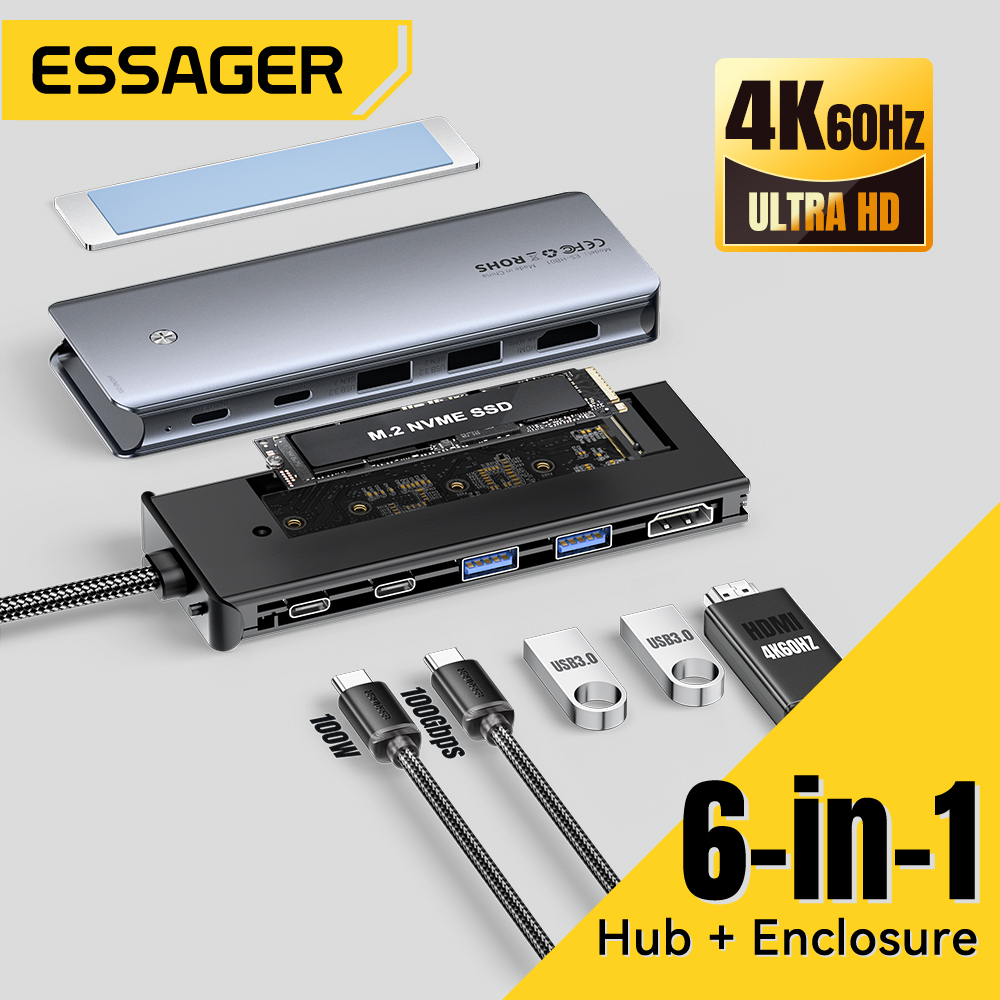 Essager USB C Hub con carcasa  - Usb Hub 7 Port reseña y precio