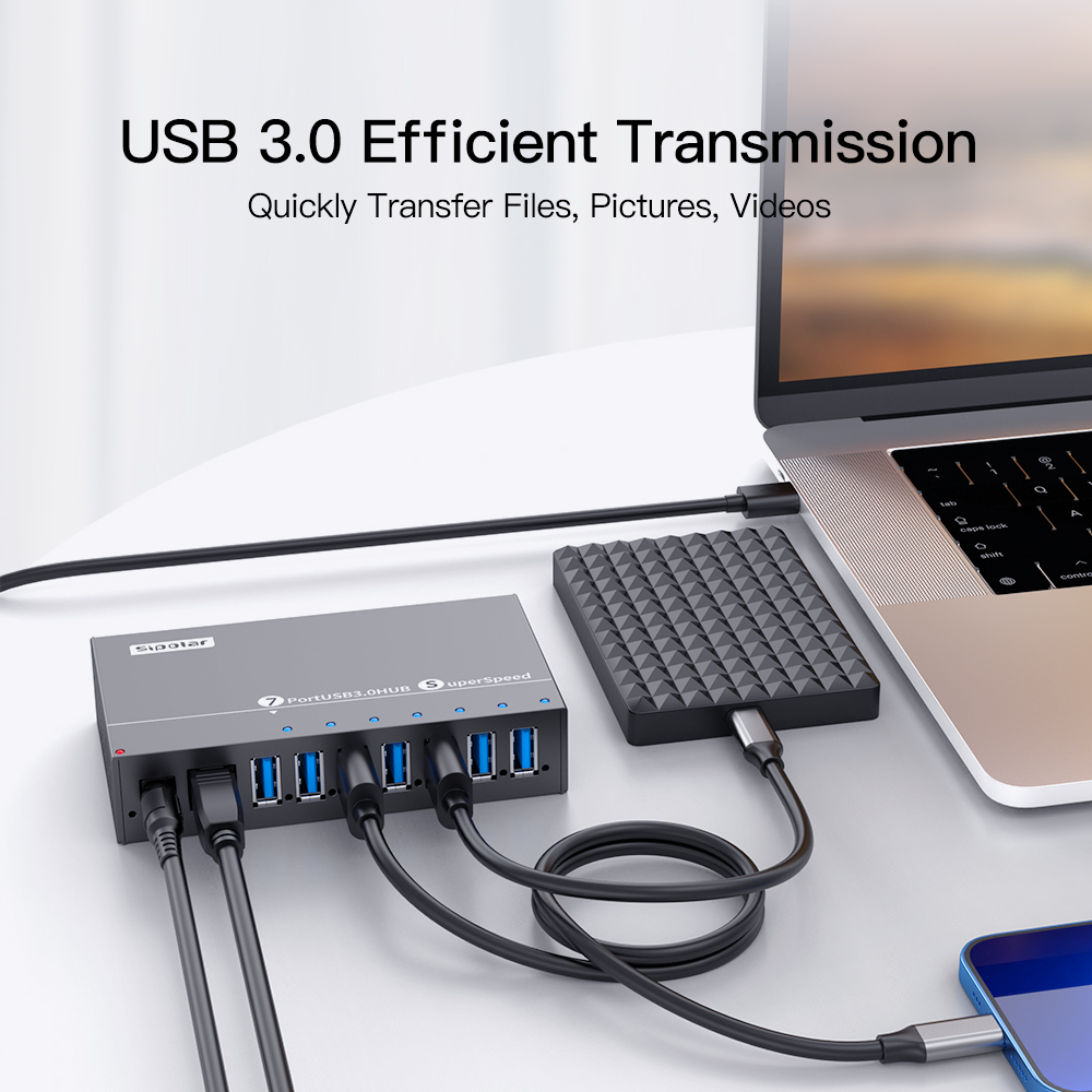 A-173 Sipolar Hub USB de 7 Pue - Usb Hub 7 Port reseña y precio