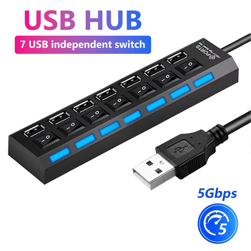 Divisor Hub USB 2,0 de 7 puert - Usb Hub 7 Port reseña y precio