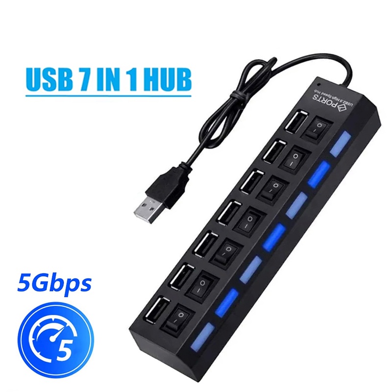 Hub USB 2,0, divisor USB de al - Usb Hub 7 Port reseña y precio